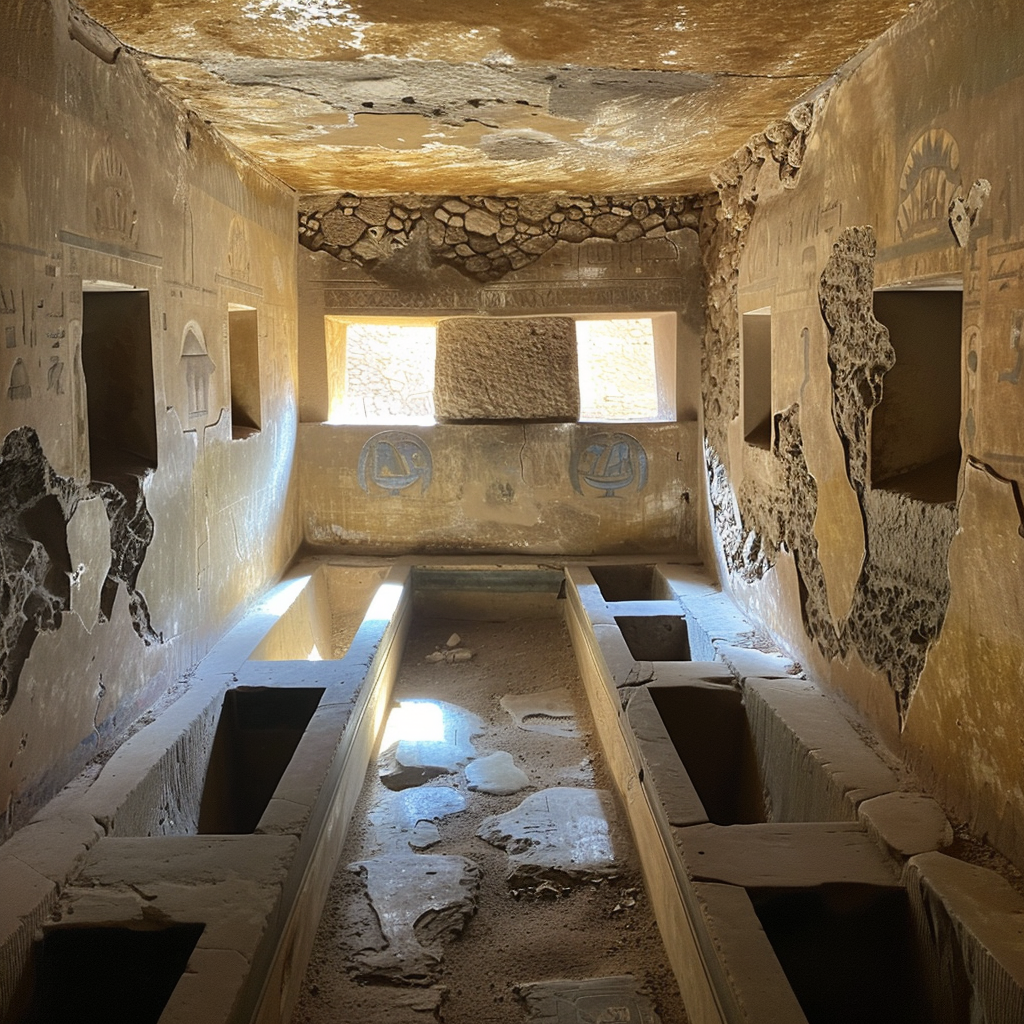 Six empty burial spots in tomb