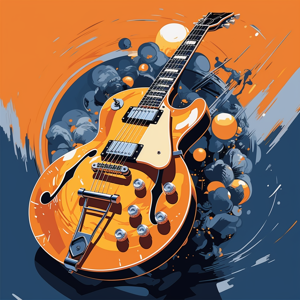 Orange-toned electric guitar illustration