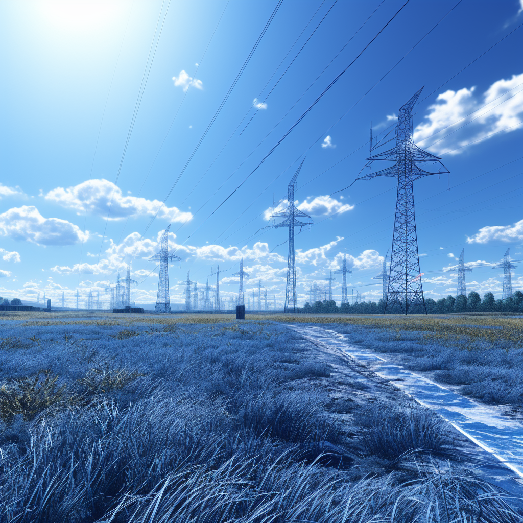 Electric Substation Solar Field Blue Skies