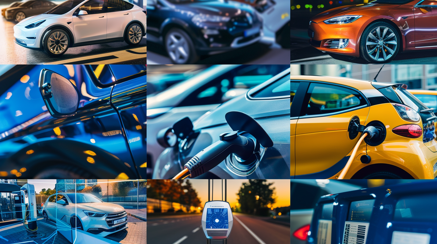 electric vehicles collage photos