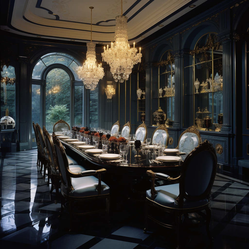 Elegant dining room with luxurious tableware