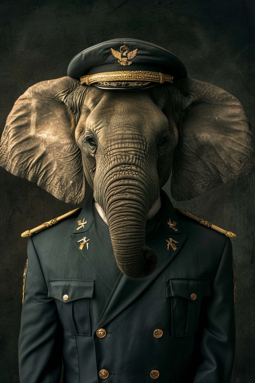 Elephant in Pilot Uniform