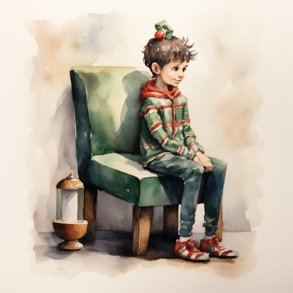 Cute elf on a shelf watercolor