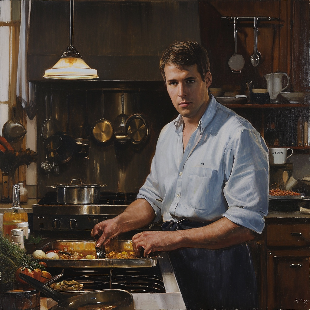 Eli Manning in kitchen