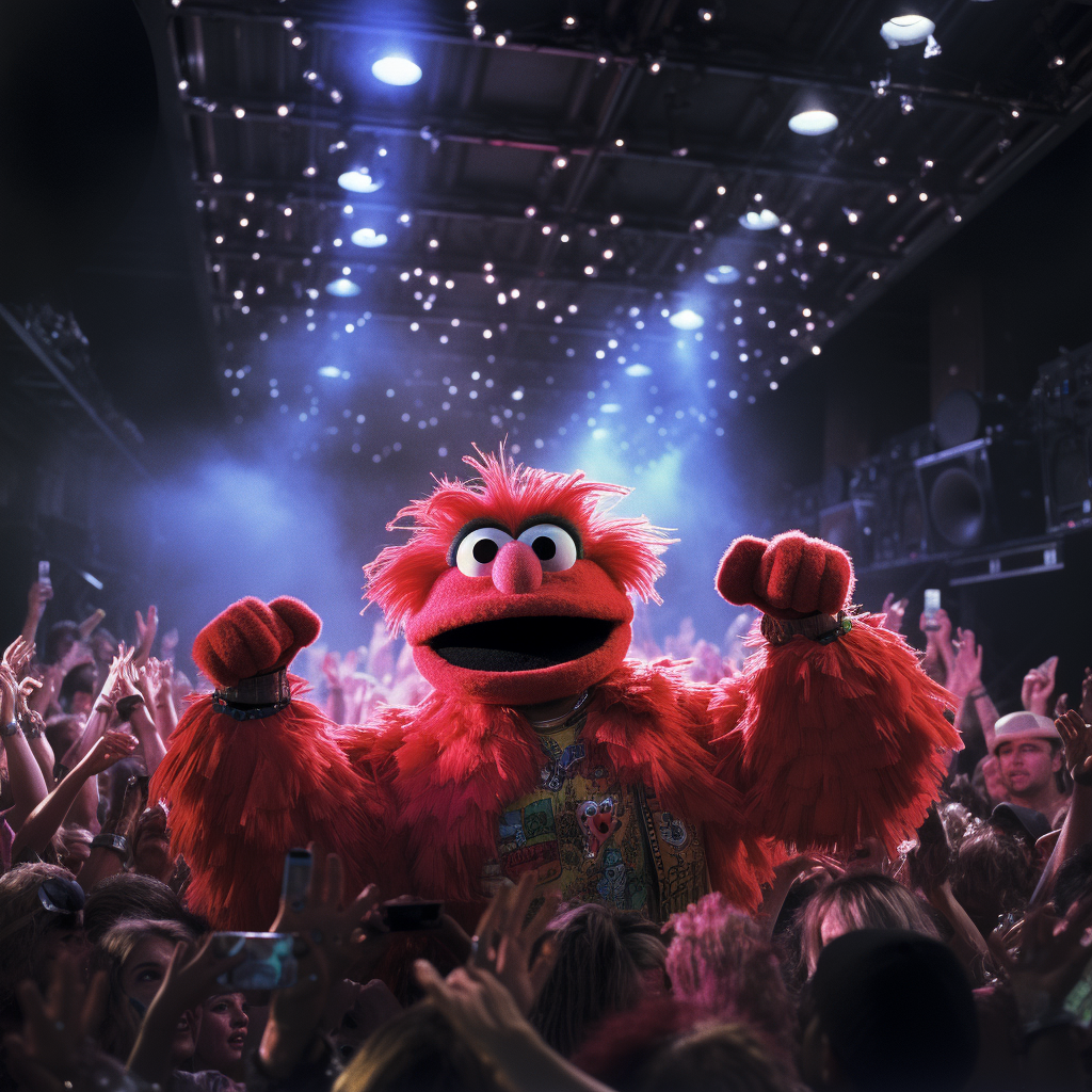 Elmo dancing at a rave