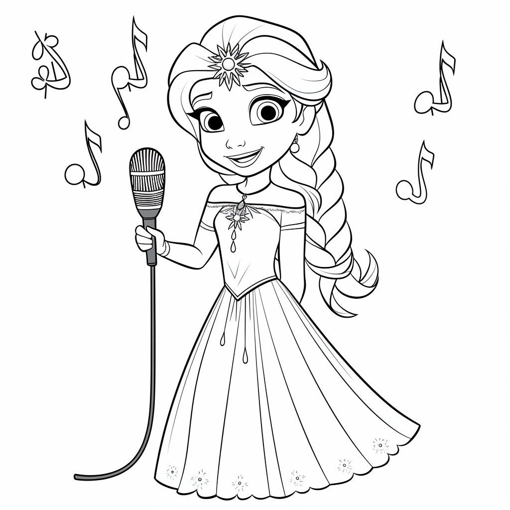 Princess Elsa singing into microphone