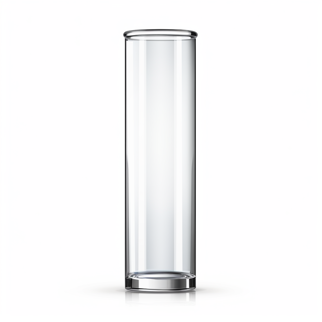 Empty glass vial on white background