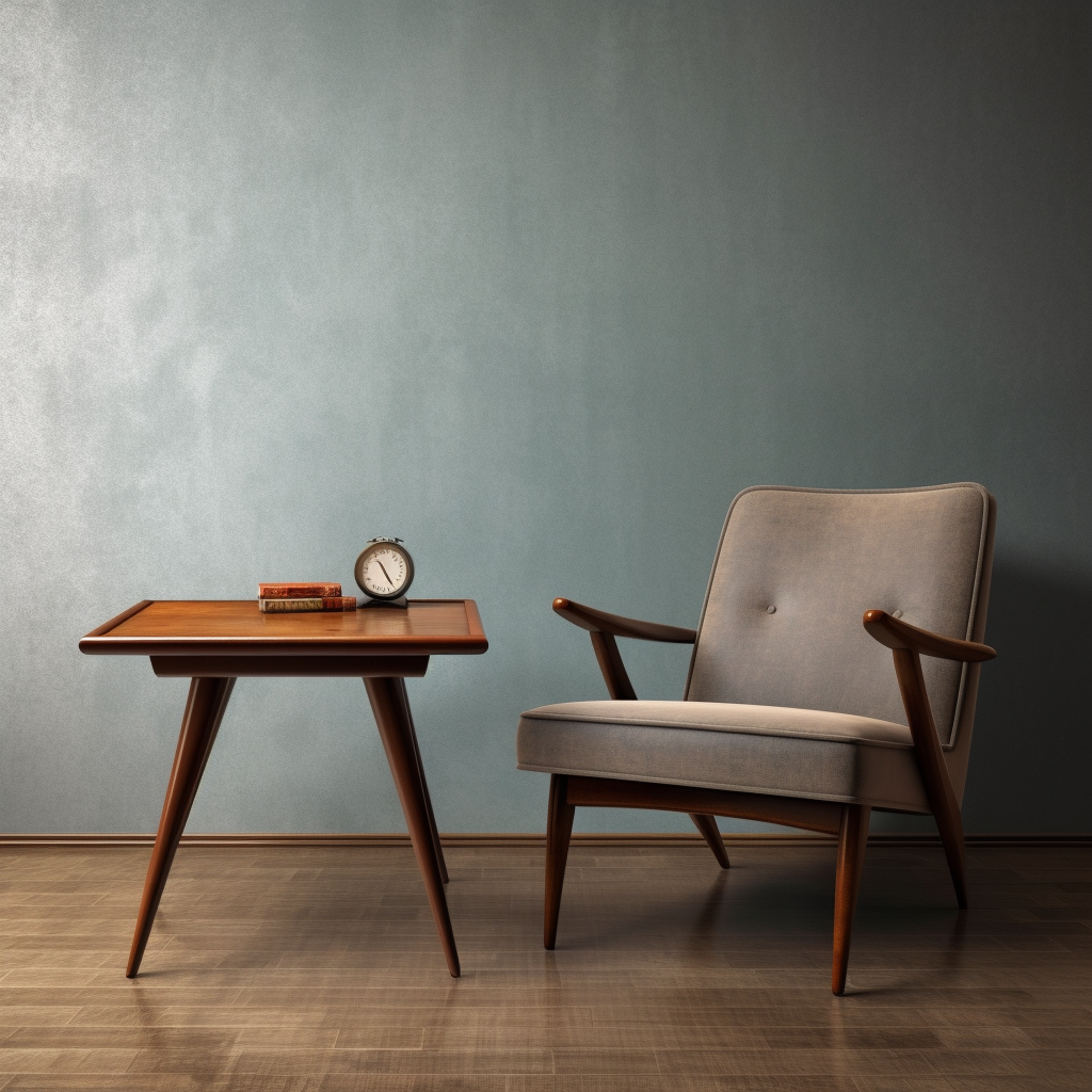 Empty table in a cozy living room