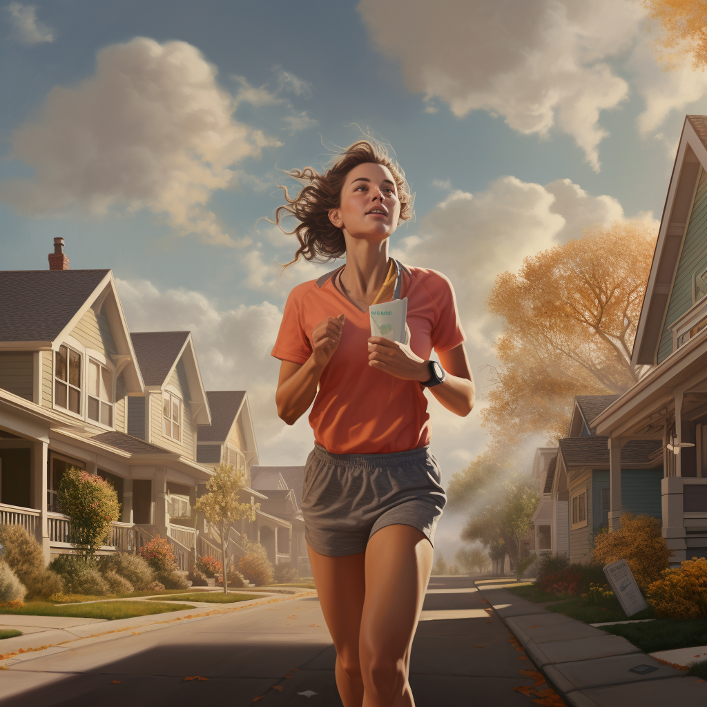 Woman running with full energy