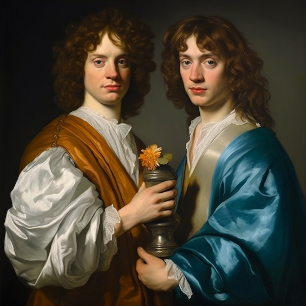 Portrait of English Gentlemen with Brown Bottles