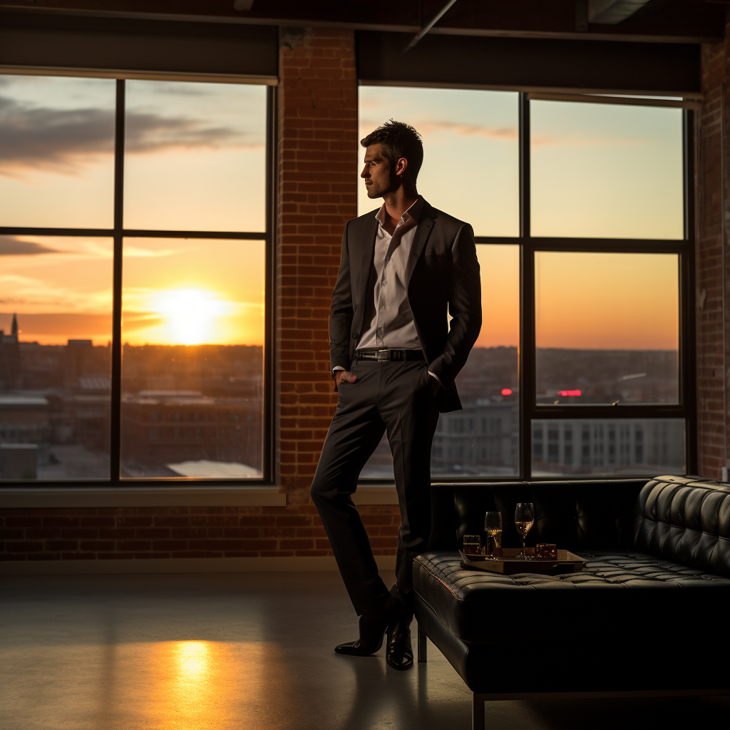 Eric Enjoying Sunset Cocktail in Loft