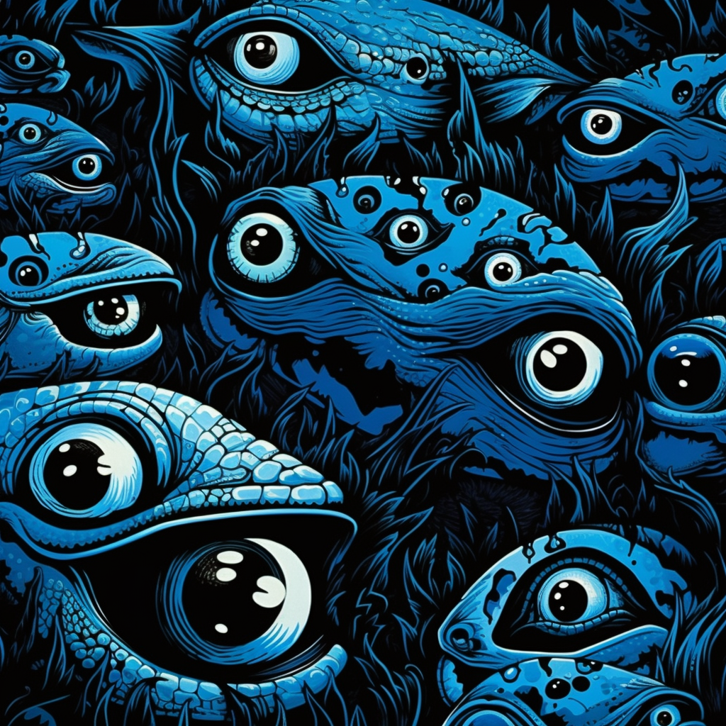 Vibrant evil eyes and fishes design