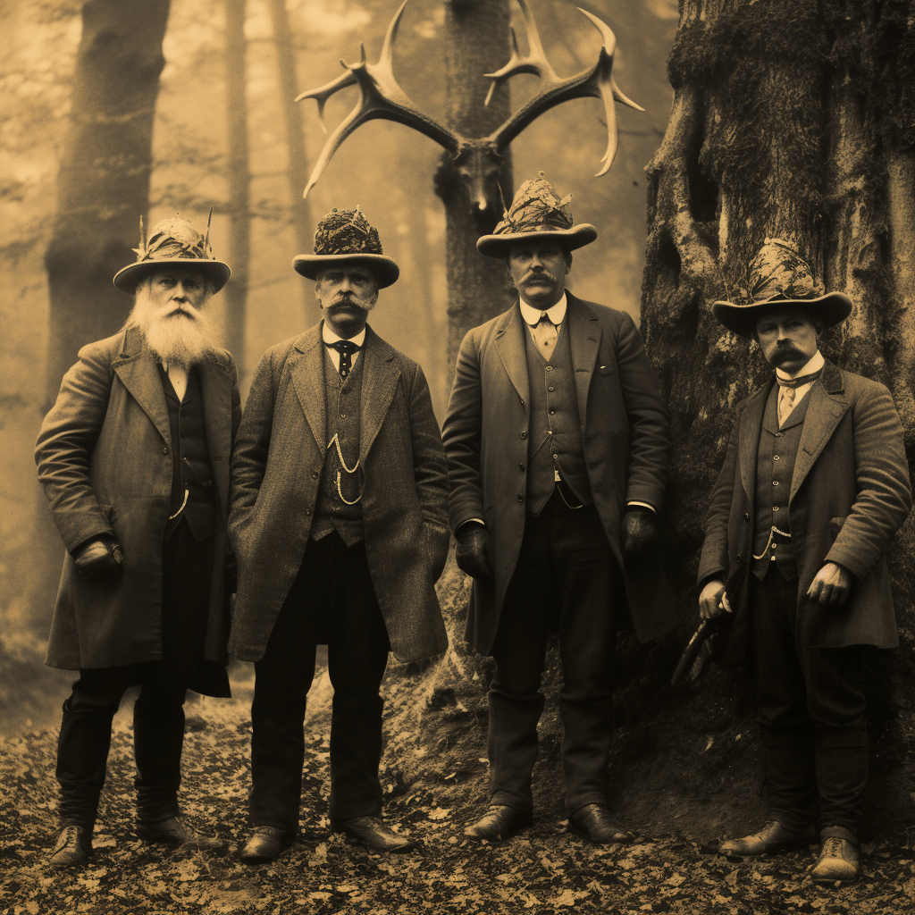 Creepy old photograph of British Lord and hunting party