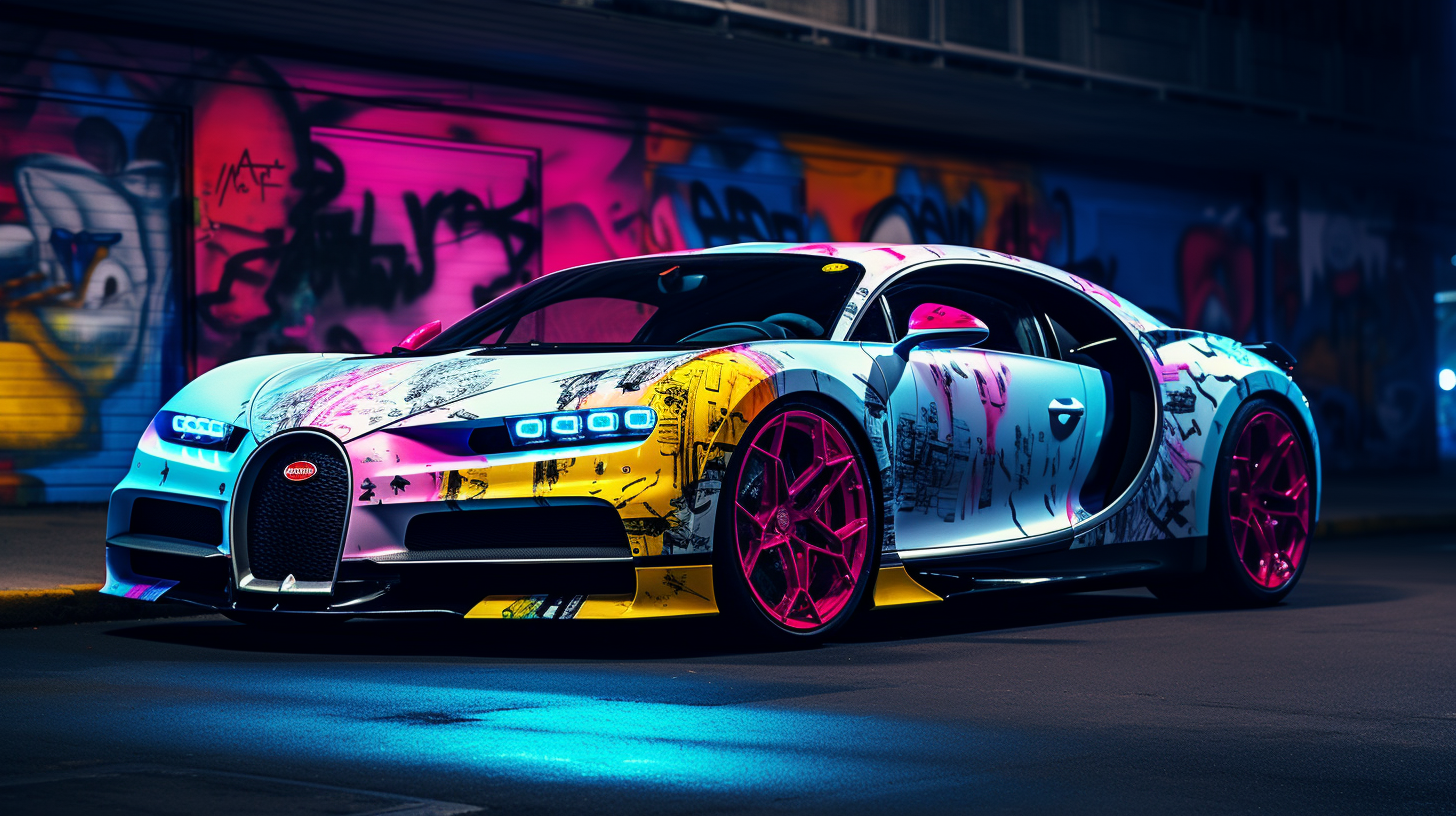 Graffiti-covered Bugatti Chiron Pur Sport