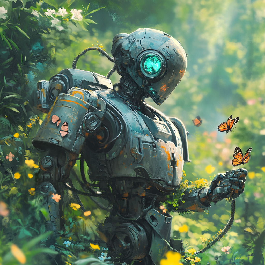 Explorer Robot in Garden