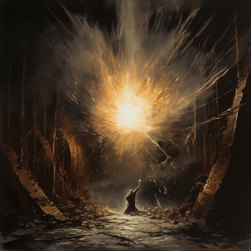 Explosion in Dark Fantasy Dungeon