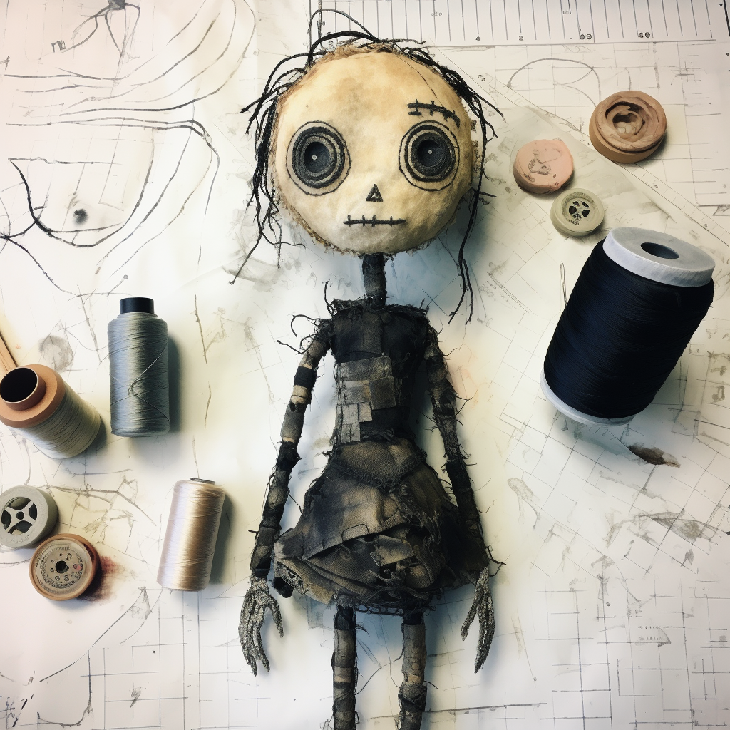 Fabric doll with button eyes