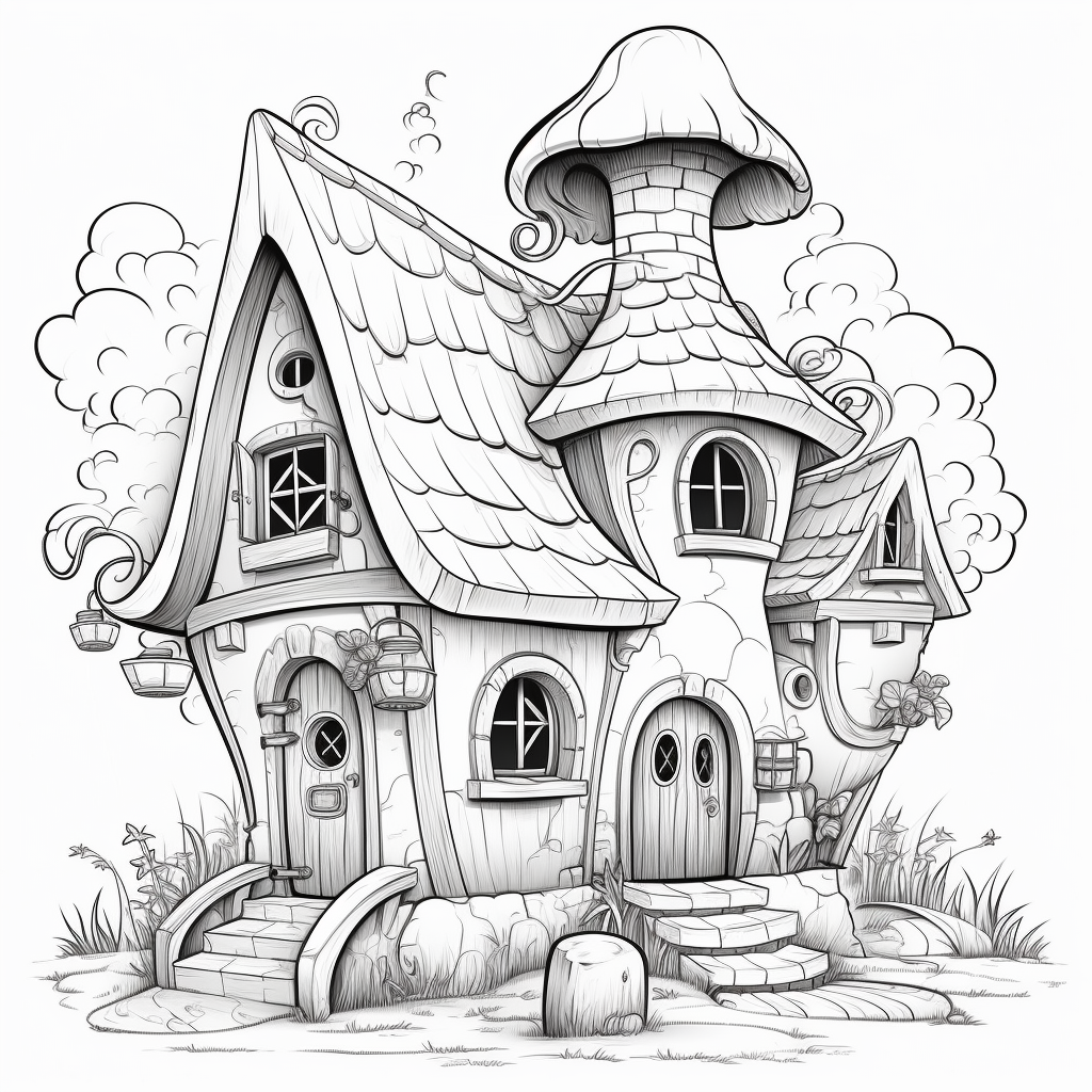 Fairytale house coloring page for kids