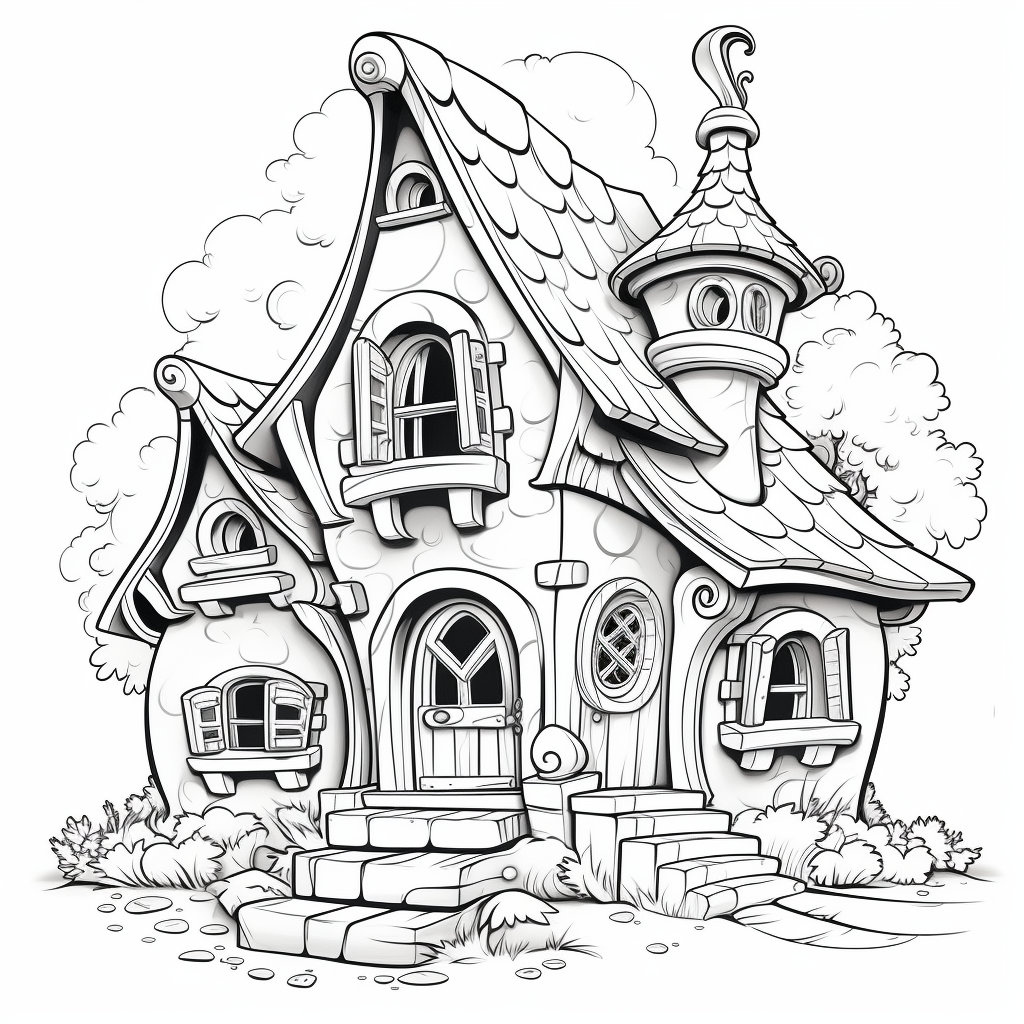 Coloring page of fairytale house