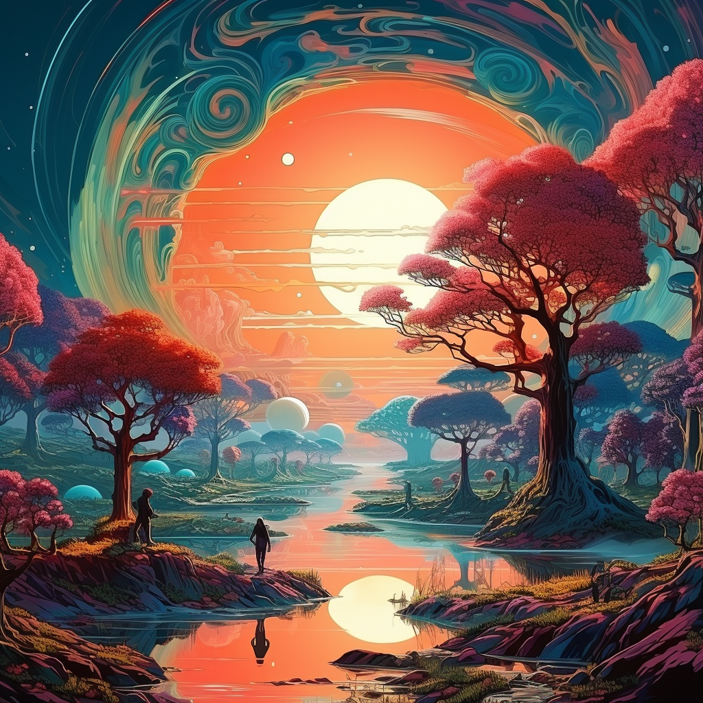 Avatar-inspired sunrise nature scene