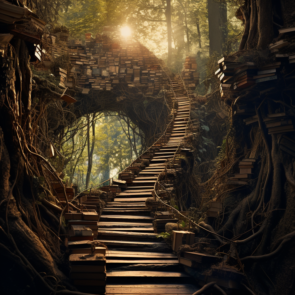 Stunning fantasy bridge in forest