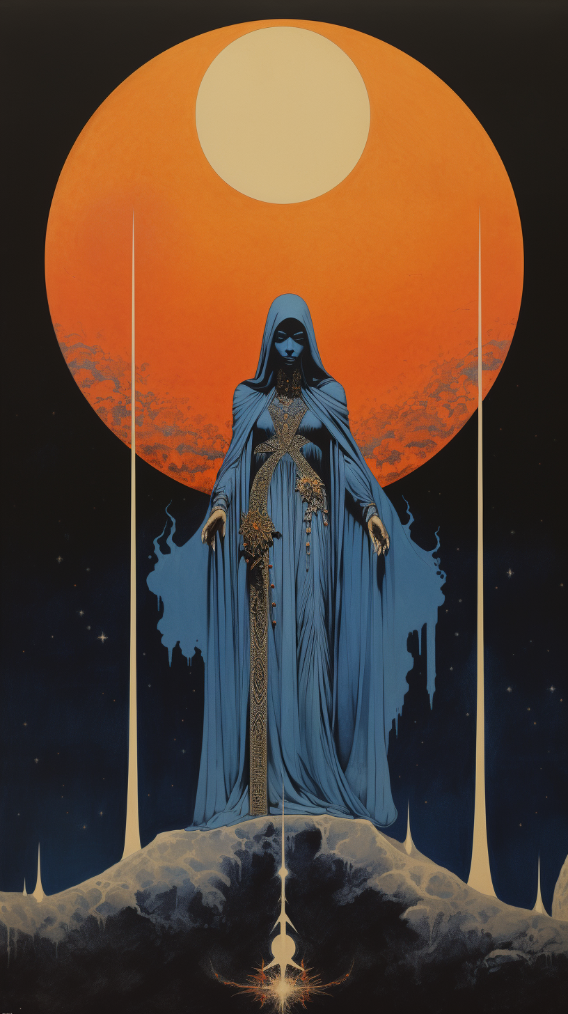 Dark fantasy book cover with queen of the blue moon