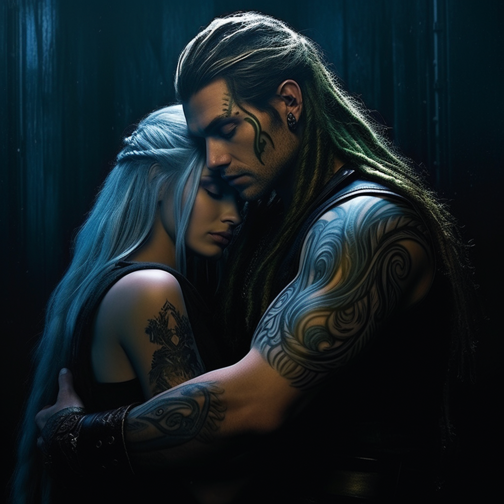 Fantasy Norse Couple Embracing