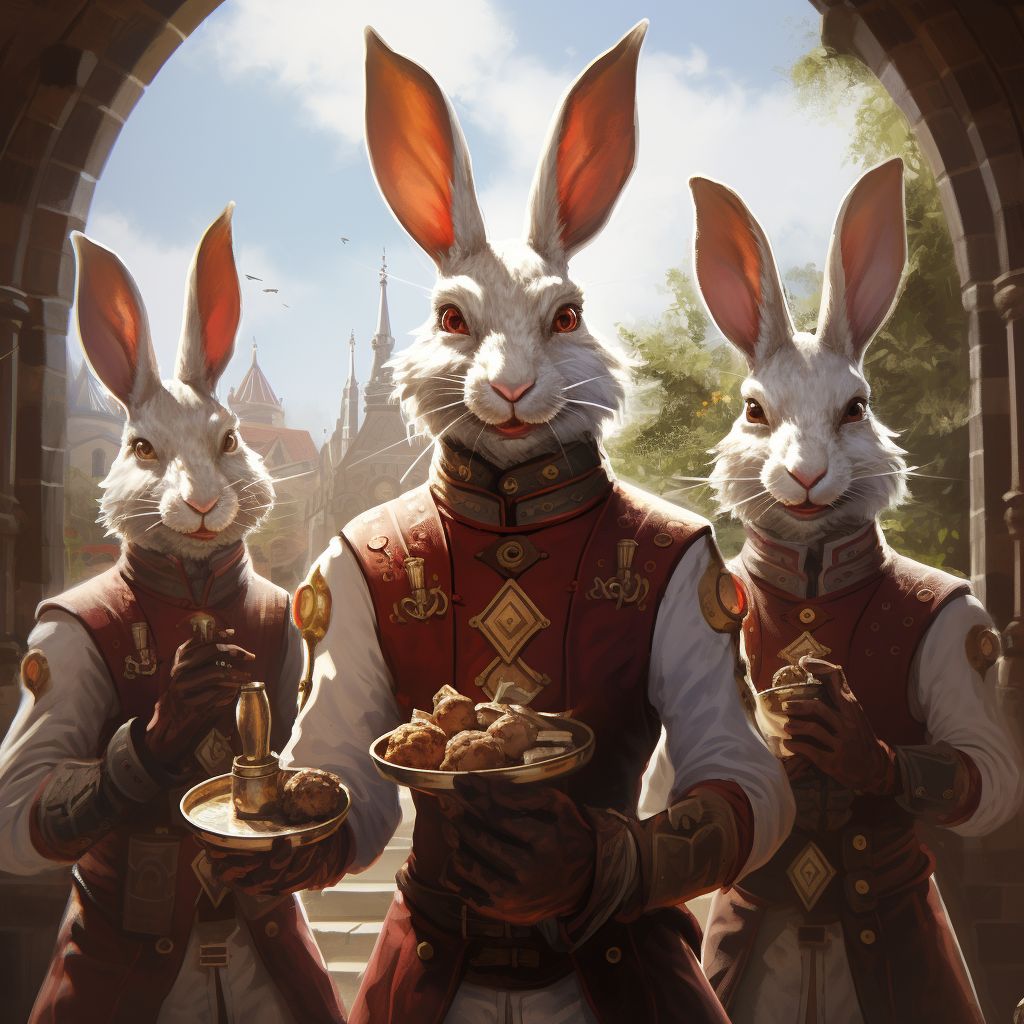 Rabbitlike humanoid medieval waiters