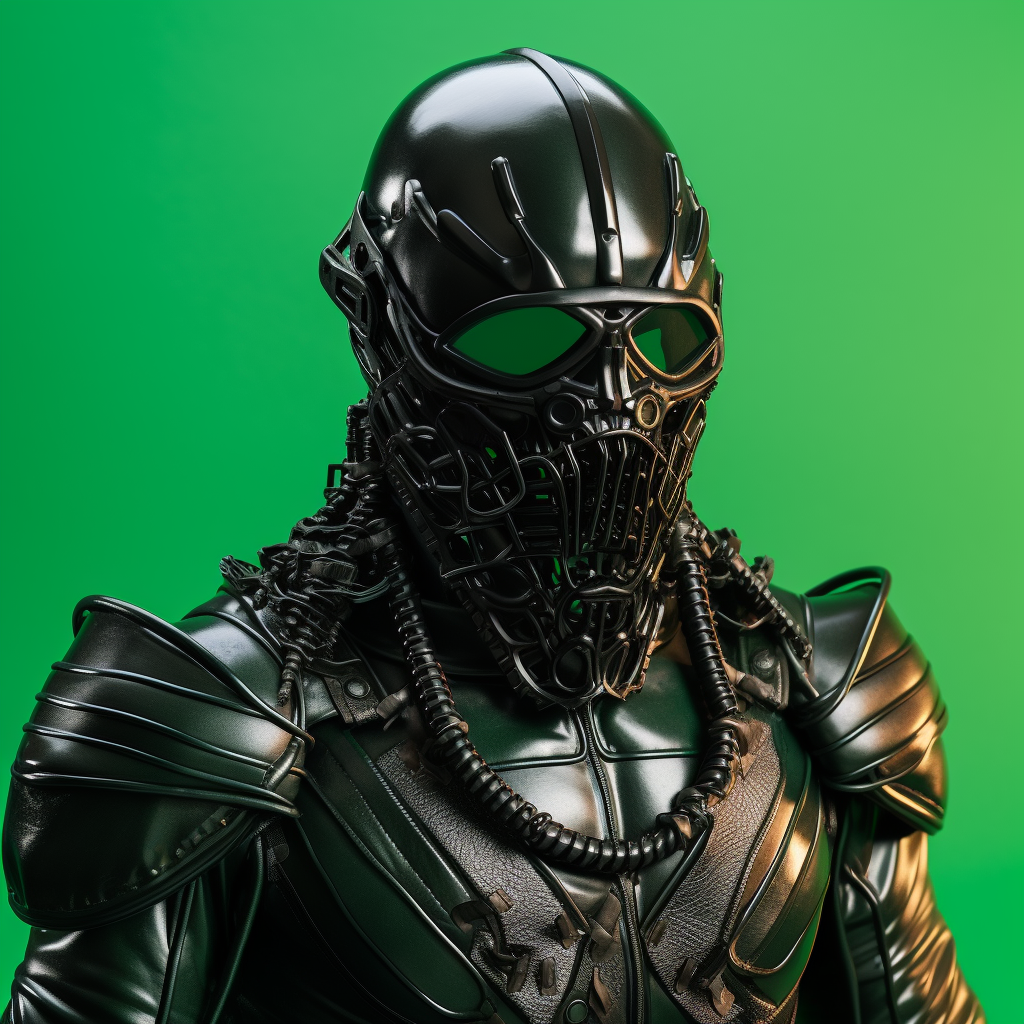 Fantasy fighter in leather armor on green background