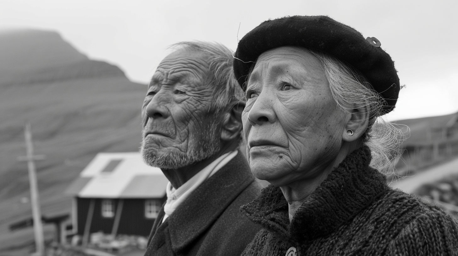 Faroese man woman black white modern