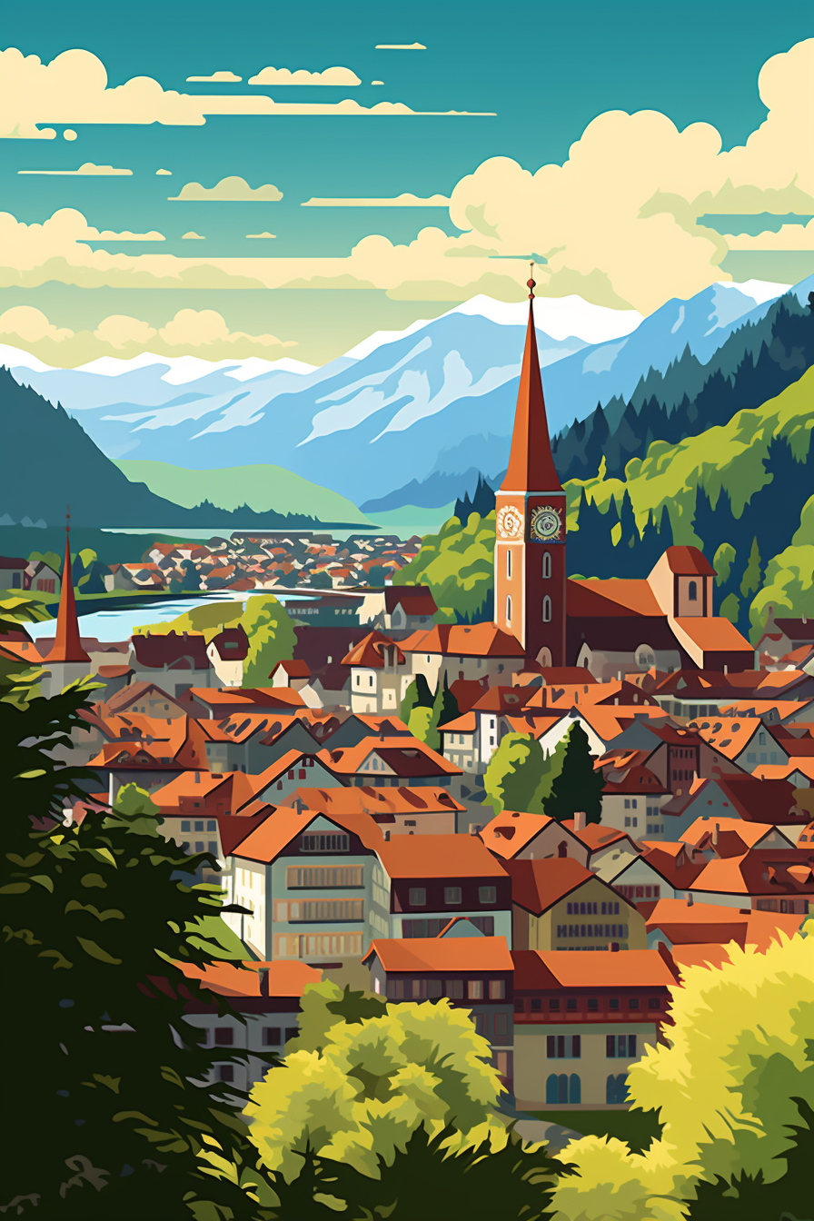 Beautiful Feldkirch vector art depiction