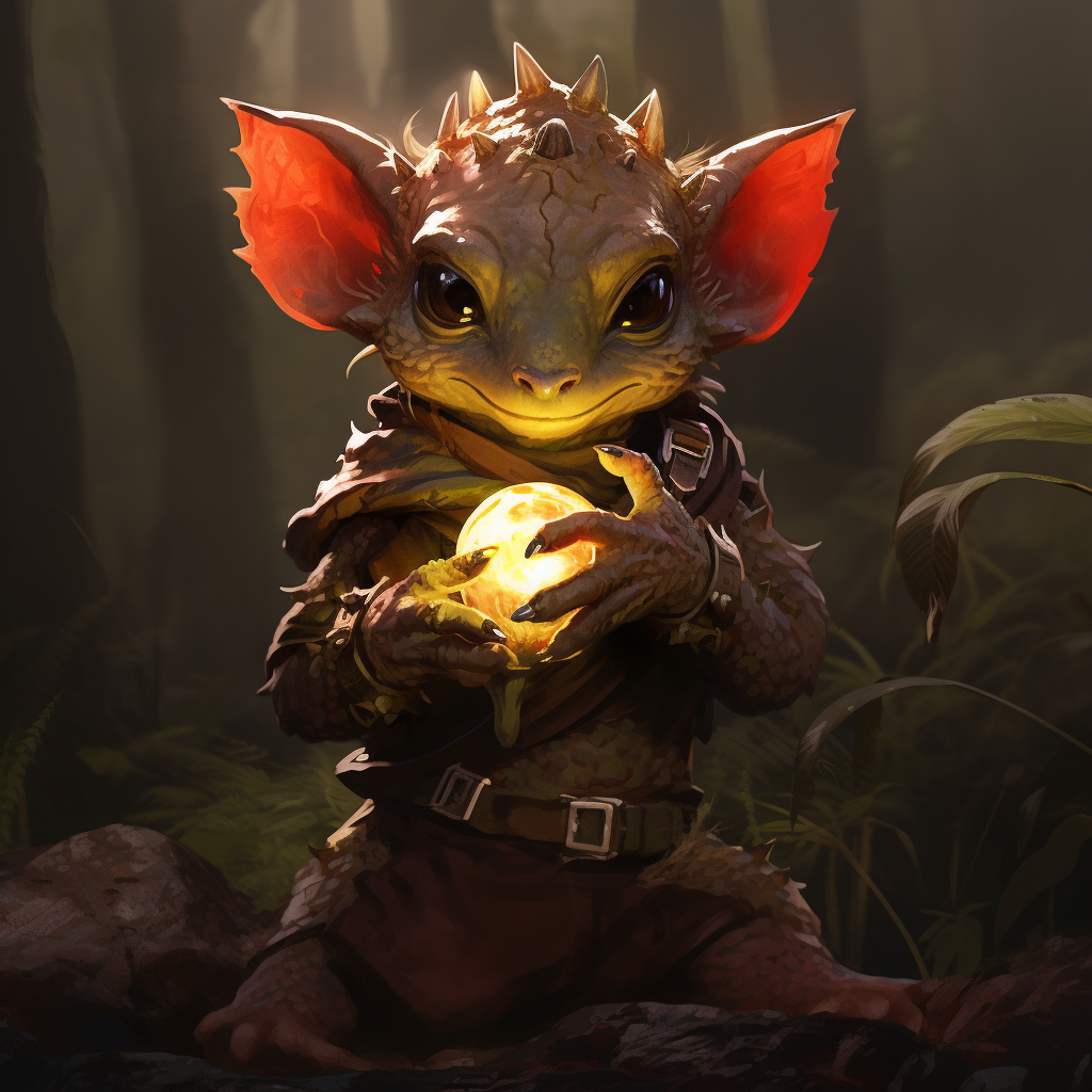 Adorable female baby kobold without ears