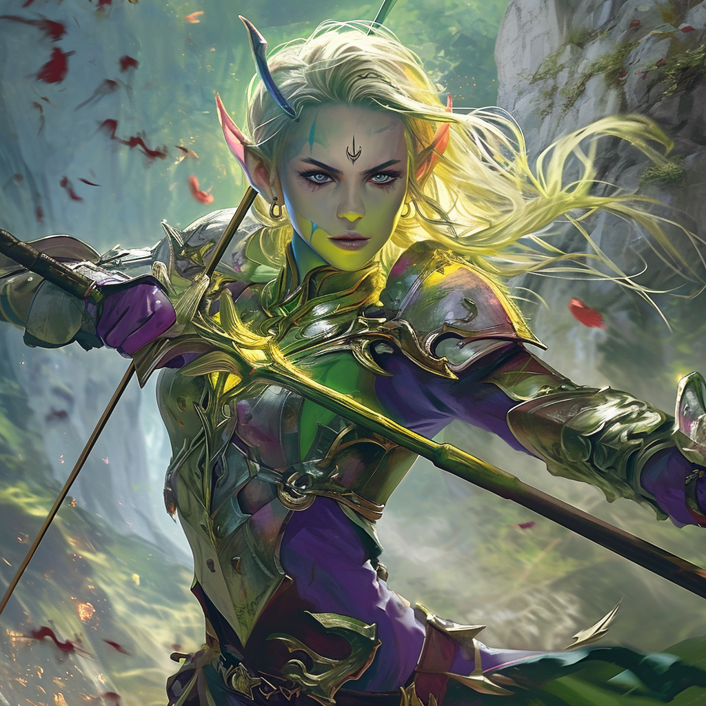 Female Elf Adventure Determination Armor Lance Nature Powers