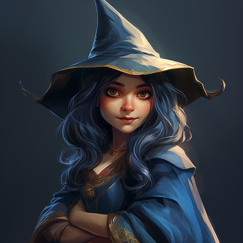 Female gnome mage with blue hair