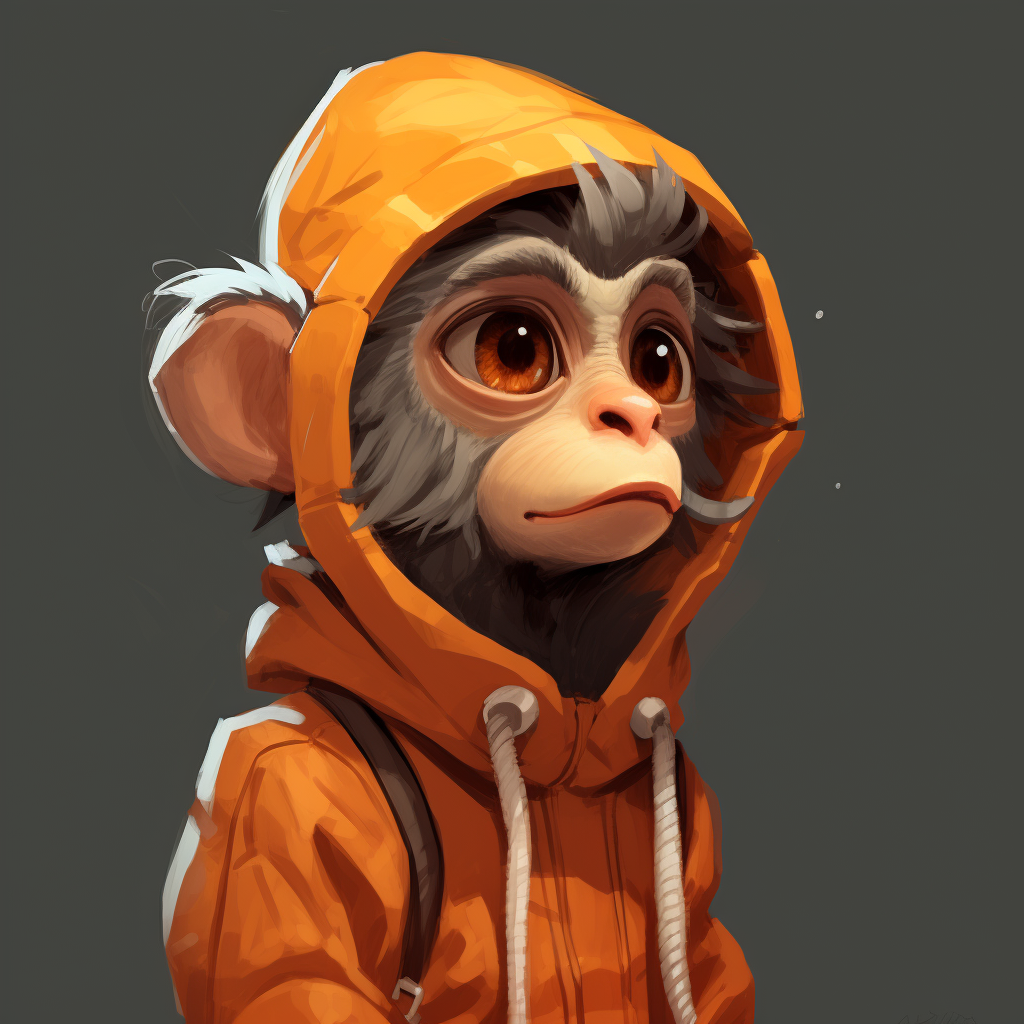 Cartoon-style female monkey with round ears and orange coat