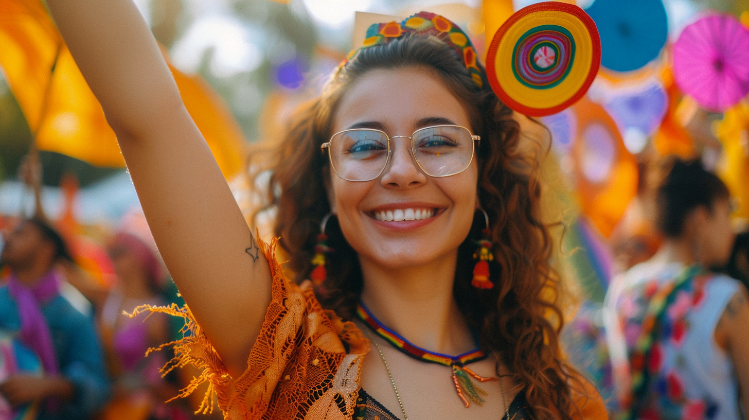 Feminist fist at Holi party