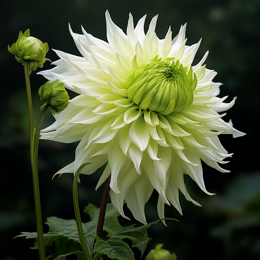 Vibrant fern flower dahlia blooming