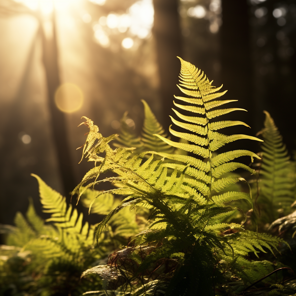 Beautiful fern in dynamic lighting