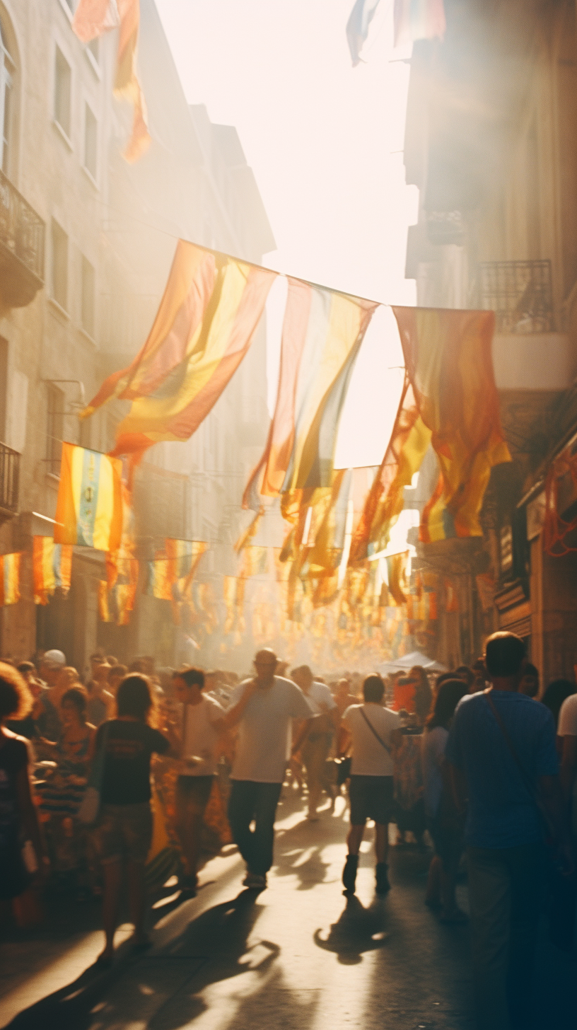 Vibrant South European Festival Street Scene