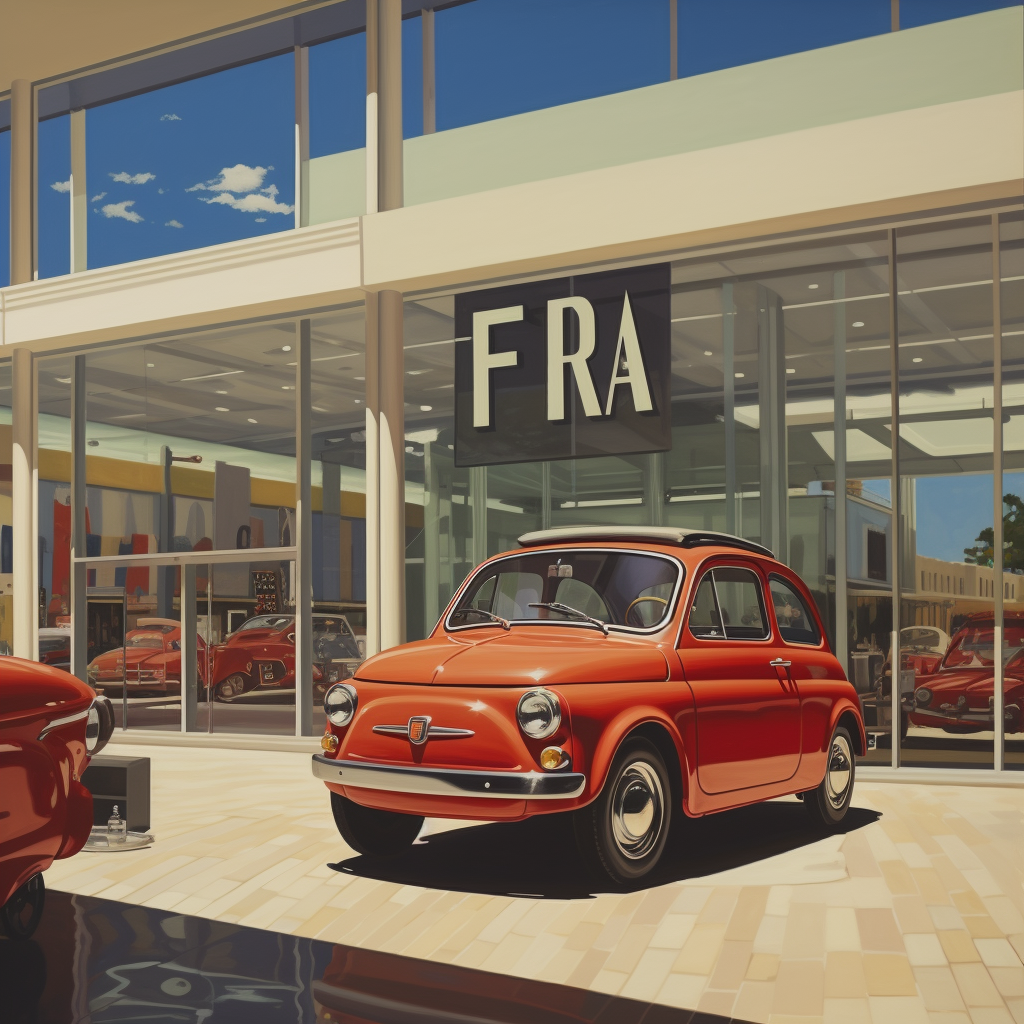 Fiat showroom with car in front