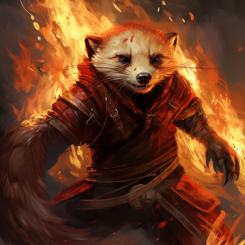 Fiery ferret in pathfinder style