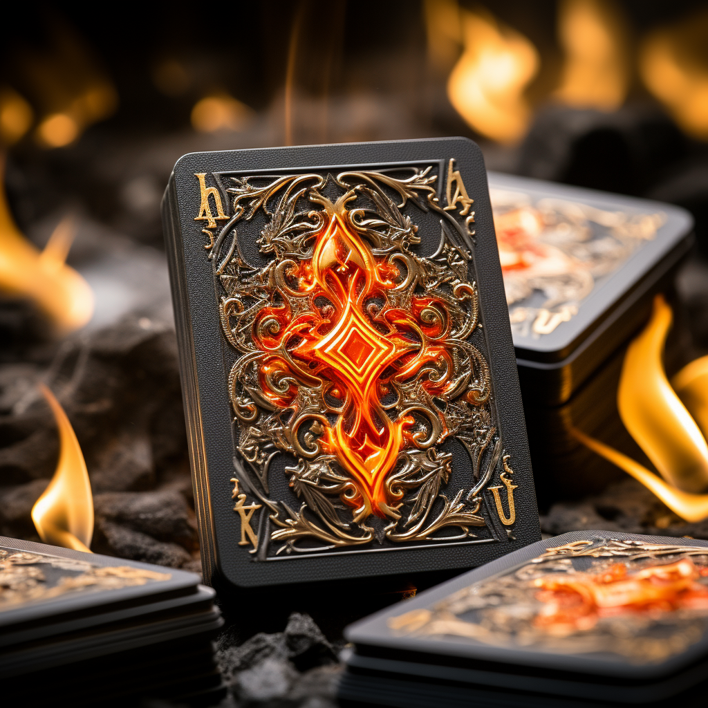 Detailed emblem of spades engulfed in flames