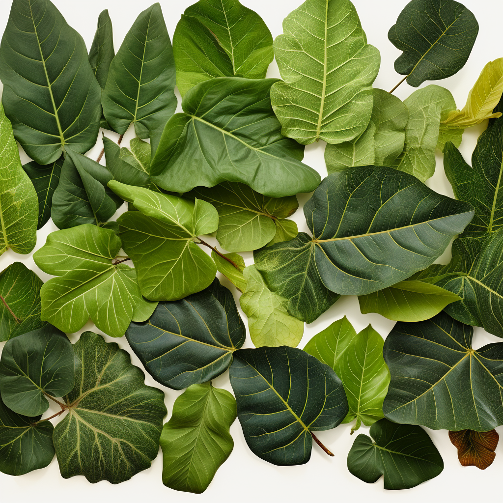 Collage of photorealistic fig leaves