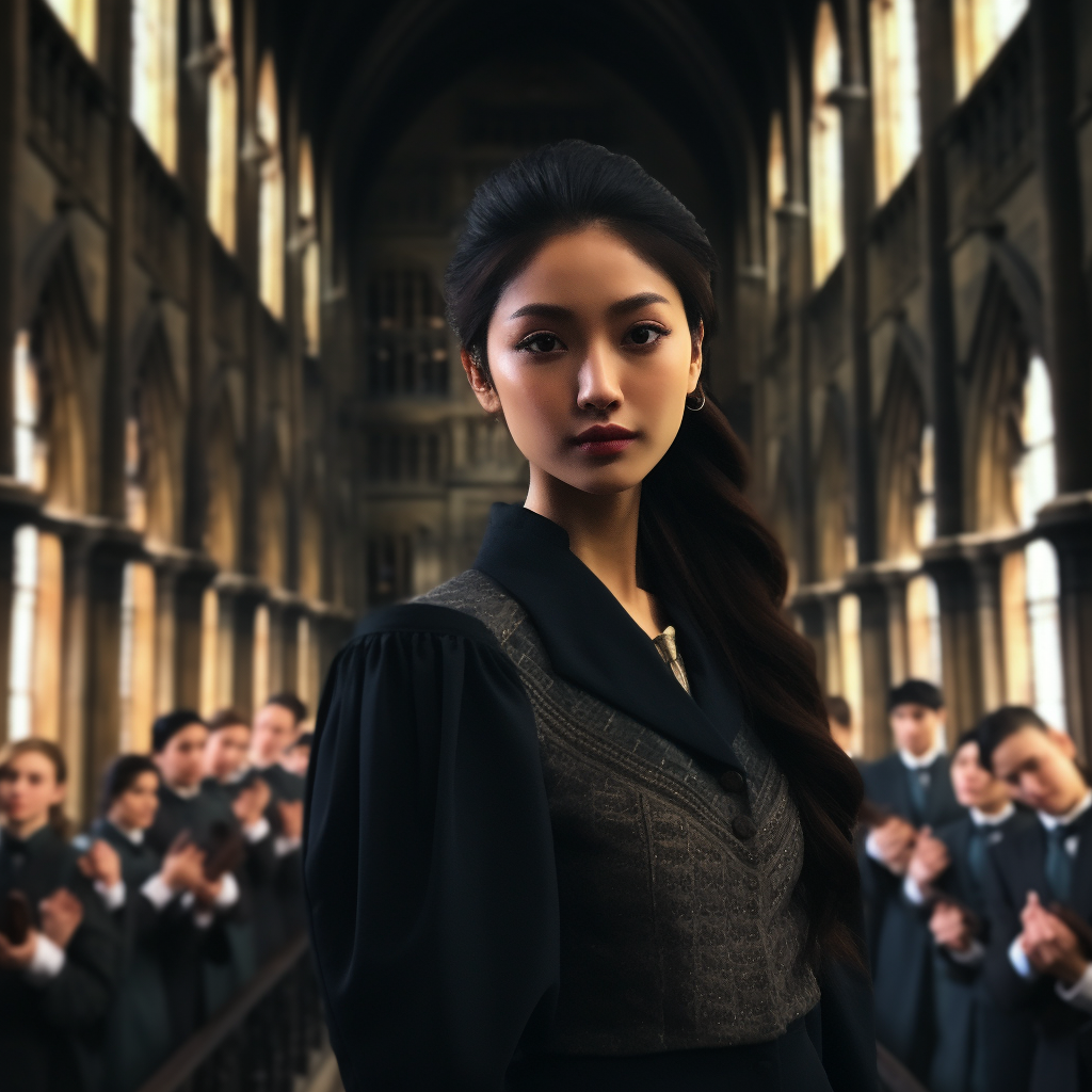 Beautiful Filipino girl in Defense of the Dark Arts class