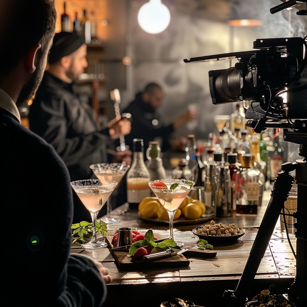 Filming cocktails in action shot