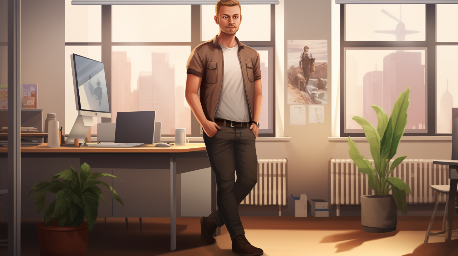 Finnish office worker Jonne standing