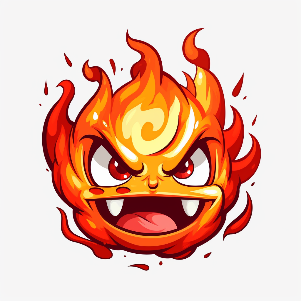 Vibrant fire cartoon design on white background