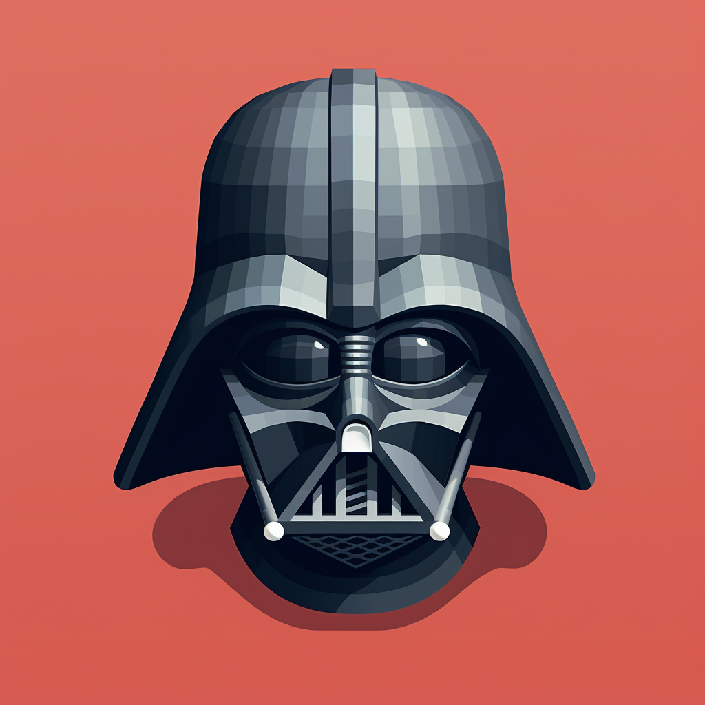 Isometric view of flat Darth Vader head