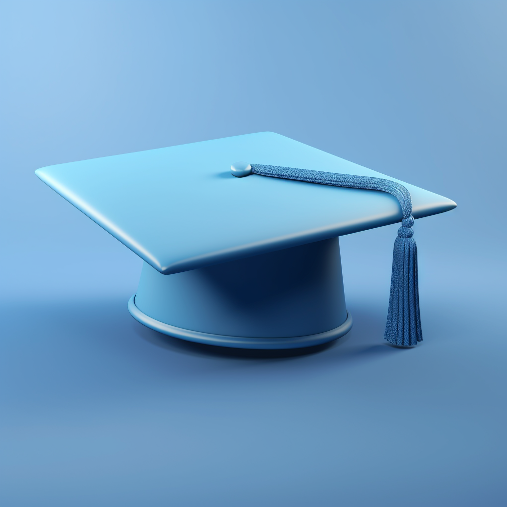 Blue Graduation Hat Floating Above Ground