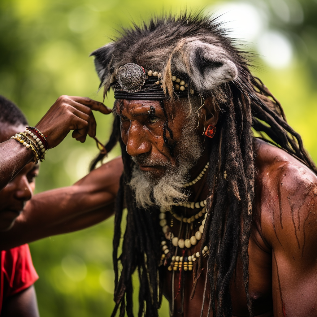 West Indian man resembling a wolf head